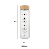 Bouteille d'eau en verre de 1L avec indicateur de temps