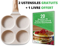 Polix - Poêle à 4 Moules Beige (+ 2 Ustensiles GRATUITS)
