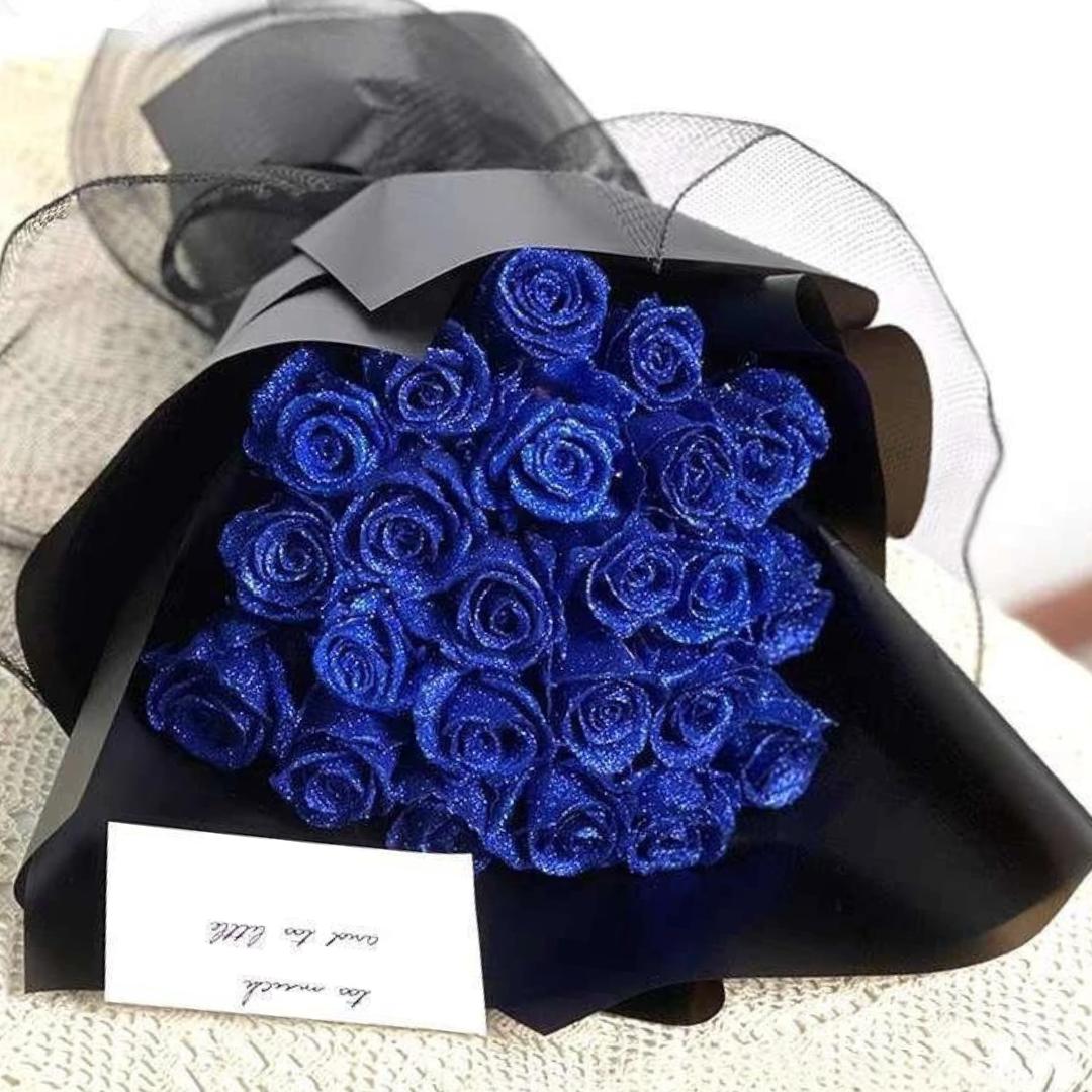 Roses Éternelles Pailletées – Cadeau Romantique Durable, Bouquet de Fleurs Artificielles Élégantes