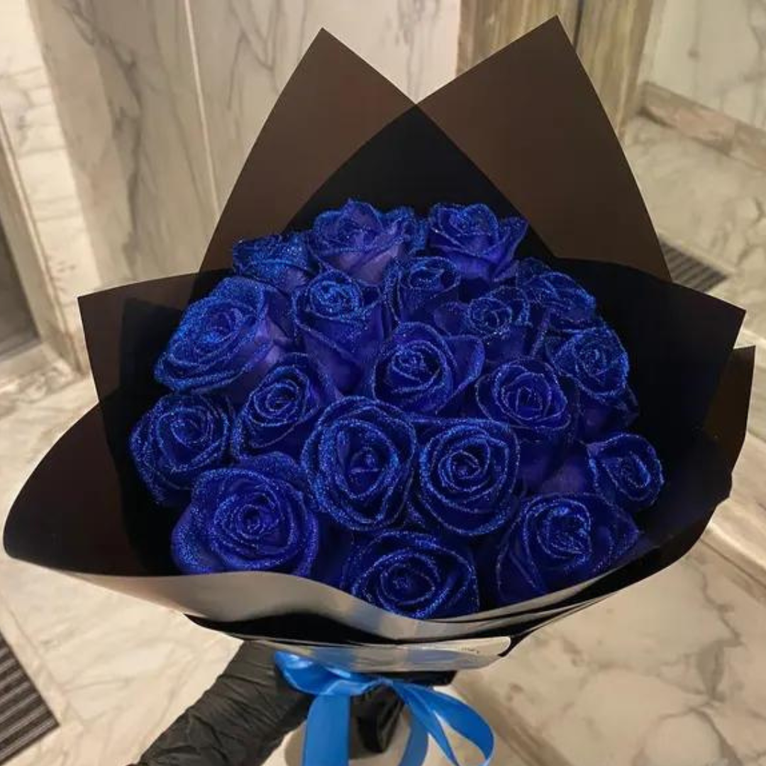 Roses Éternelles Pailletées – Cadeau Romantique Durable, Bouquet de Fleurs Artificielles Élégantes