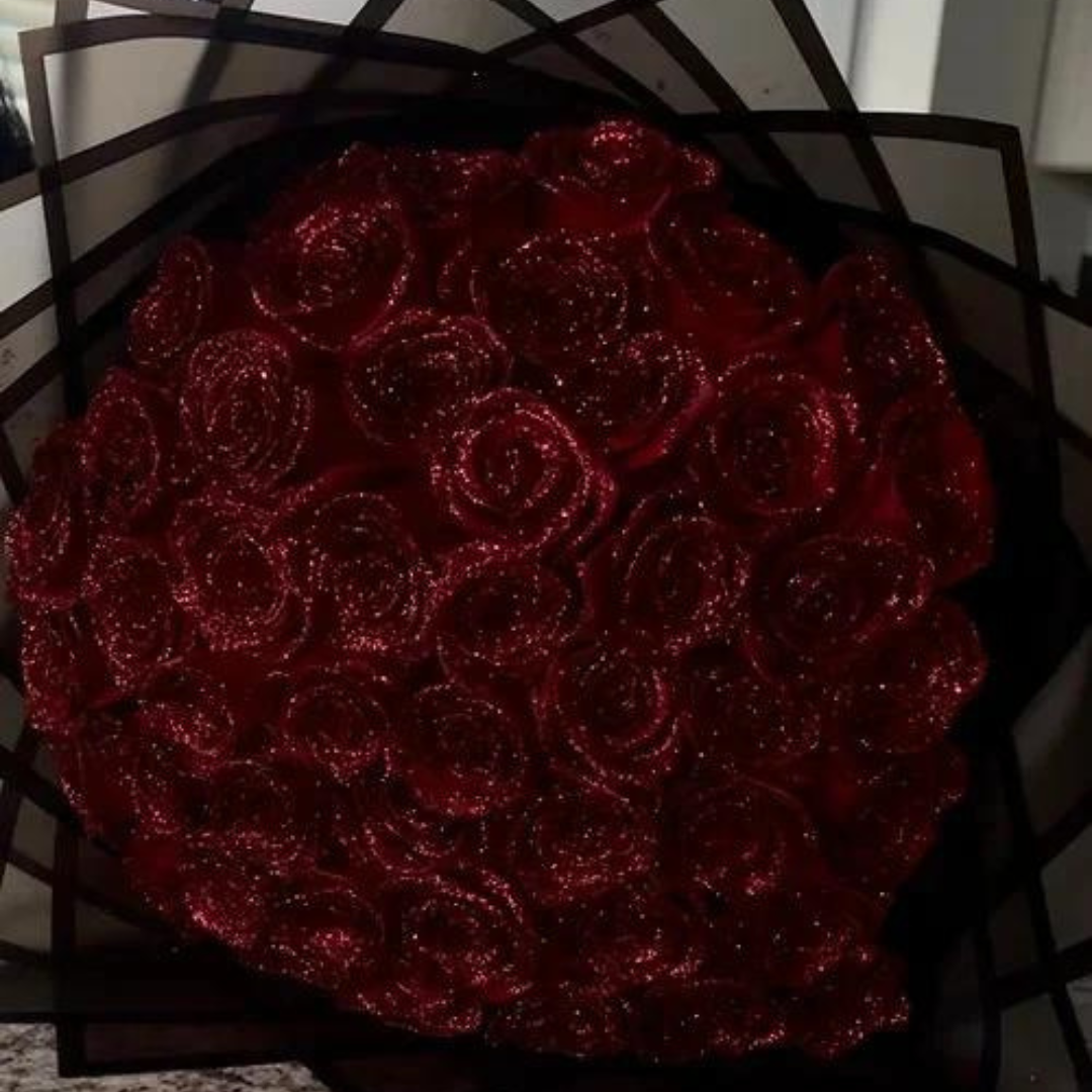Roses Éternelles Pailletées – Cadeau Romantique Durable, Bouquet de Fleurs Artificielles Élégantes