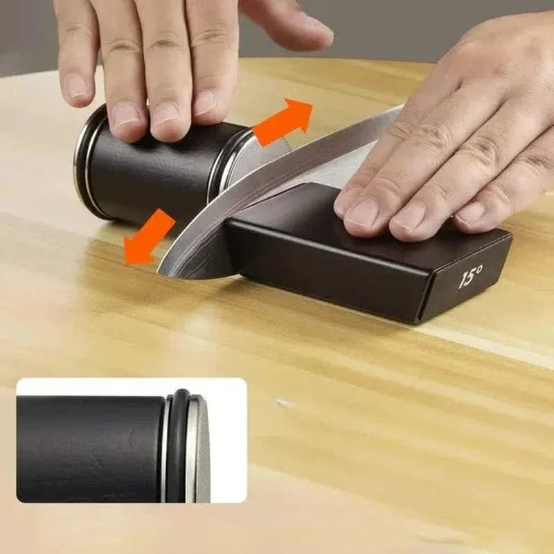 Aiguiseur de couteaux en bois avec système magnétique et angles ajustables