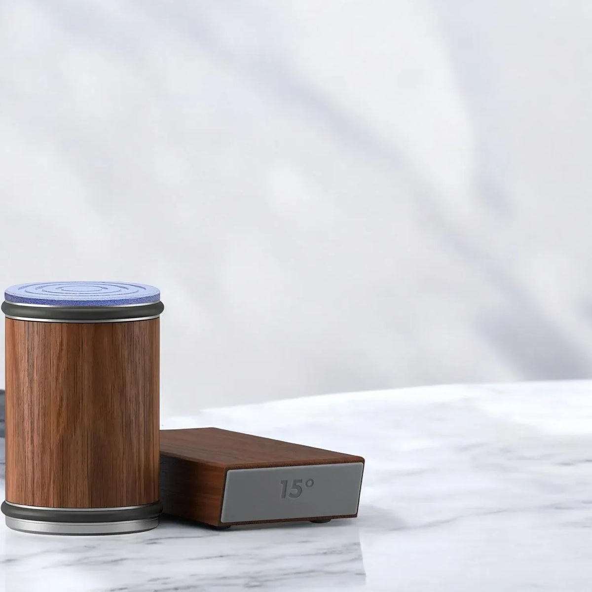 Aiguiseur de couteaux en bois avec système magnétique et angles ajustables