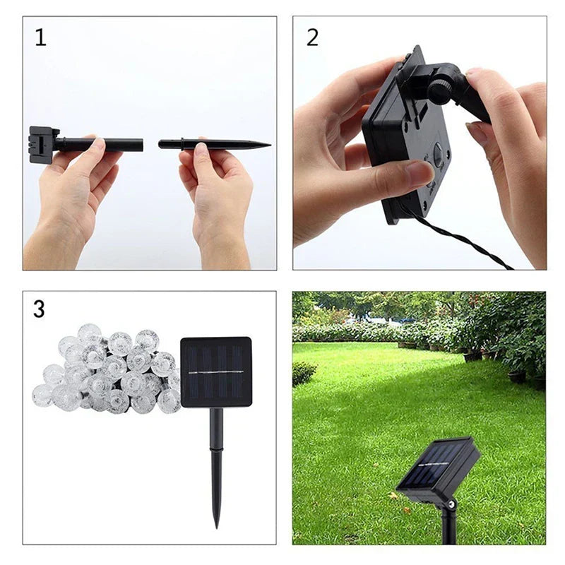 Guirlande Solaire LED Étanche – Éclairage Extérieur Décoratif pour Jardin, Terrasse et Balcon
