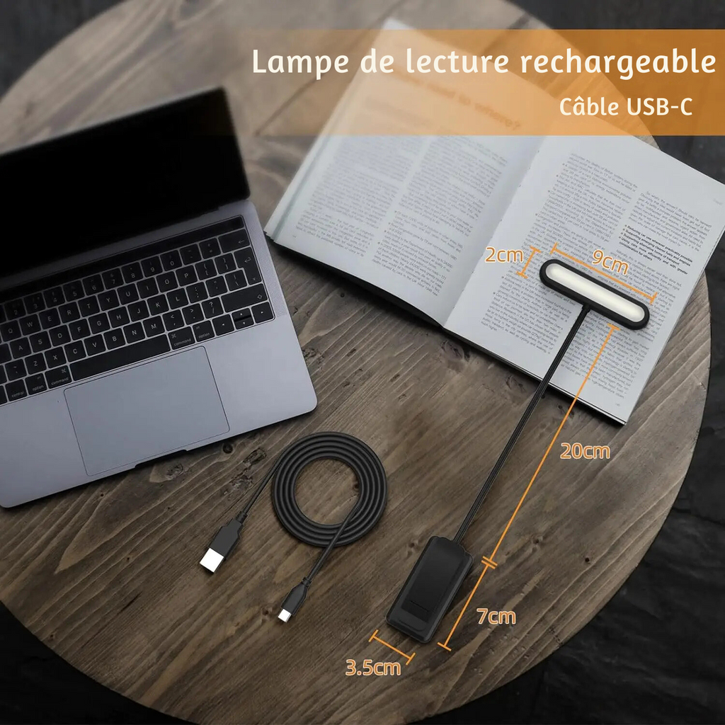 Lampe de Chevet de Lecture à Pince Rechargeable LED