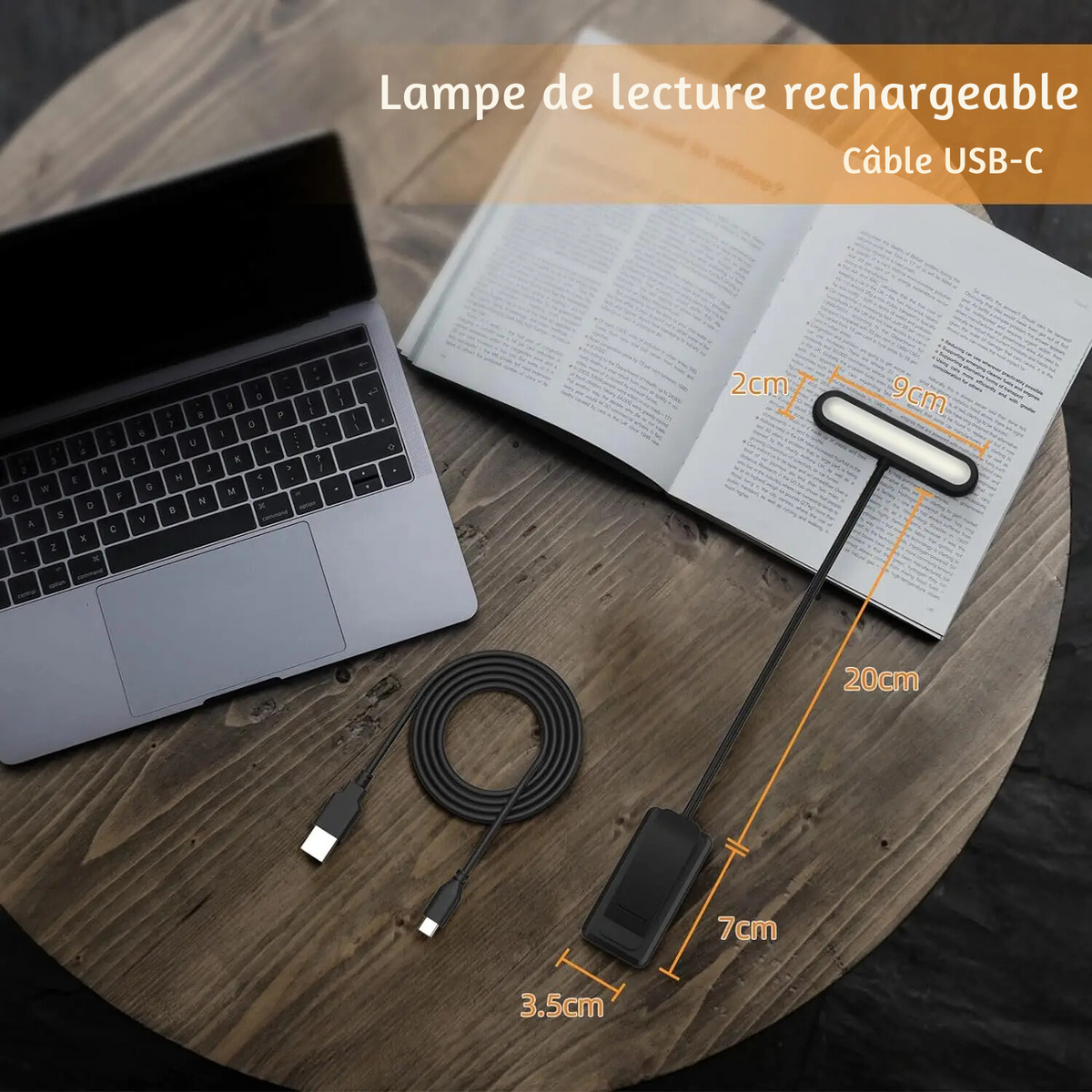 Lampe de Chevet de Lecture à Pince Rechargeable LED