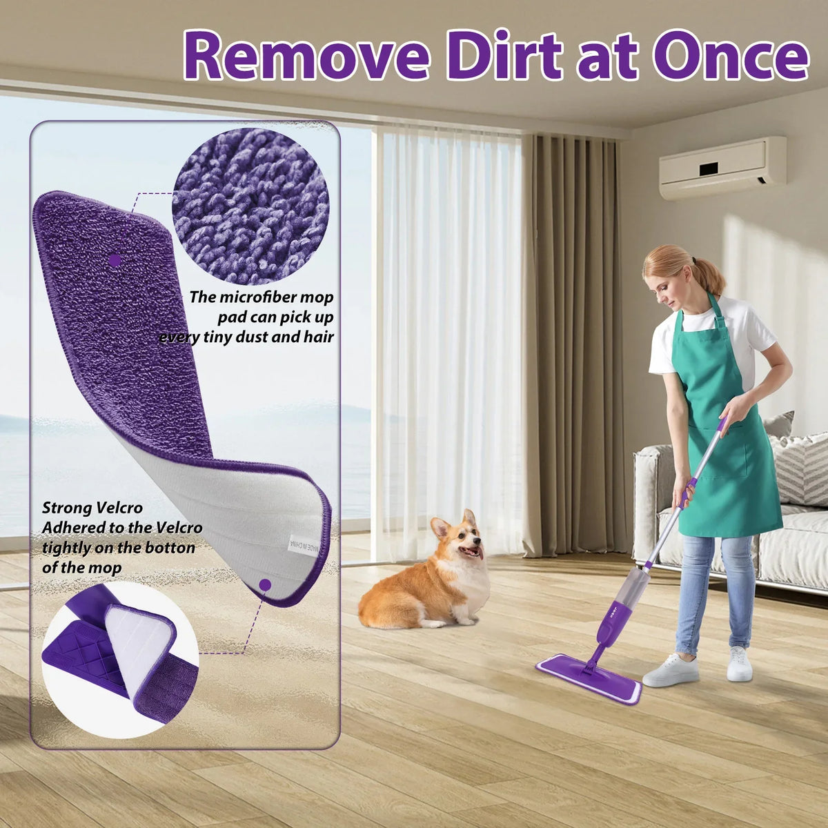 Balai Serpillère Vaporisateur pour la Cuisine (carrelage et bois)