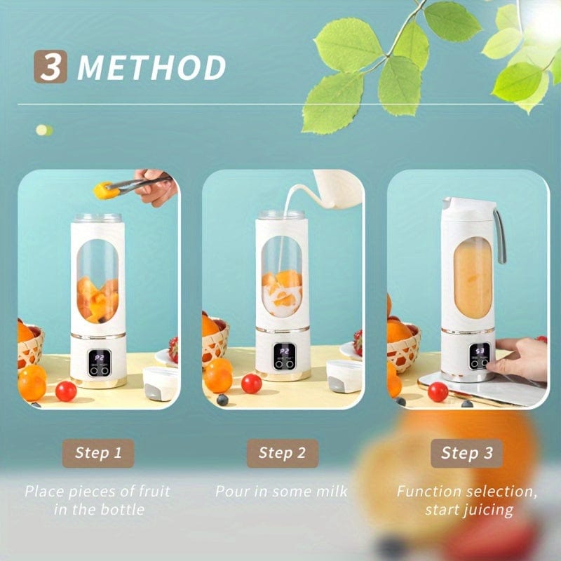 Blender USB Rechargeable avec affichage LED - 450ml, idéal smoothies & milkshakes