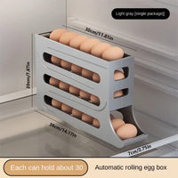 Boîte de Rangement Œufs Automatique en Polypropylène - Organisateur Œufs Réfrigérateur (30 Œufs) grey