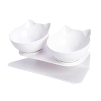 Bols pour Chats Orthopédique anti-dérapant - Double Blanc - 