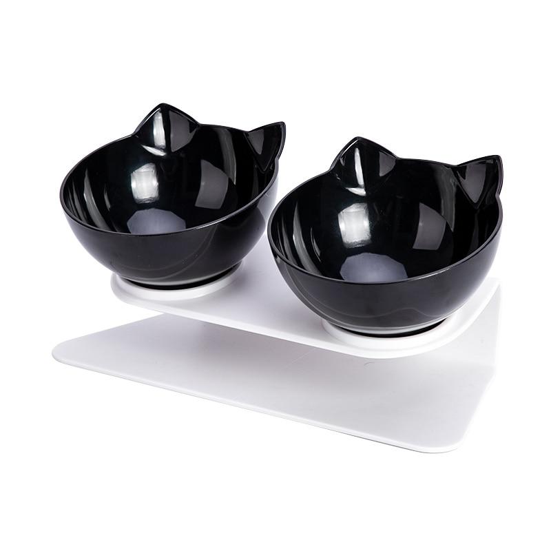 Bols pour Chats Orthopédique anti-dérapant - Double Noir - 