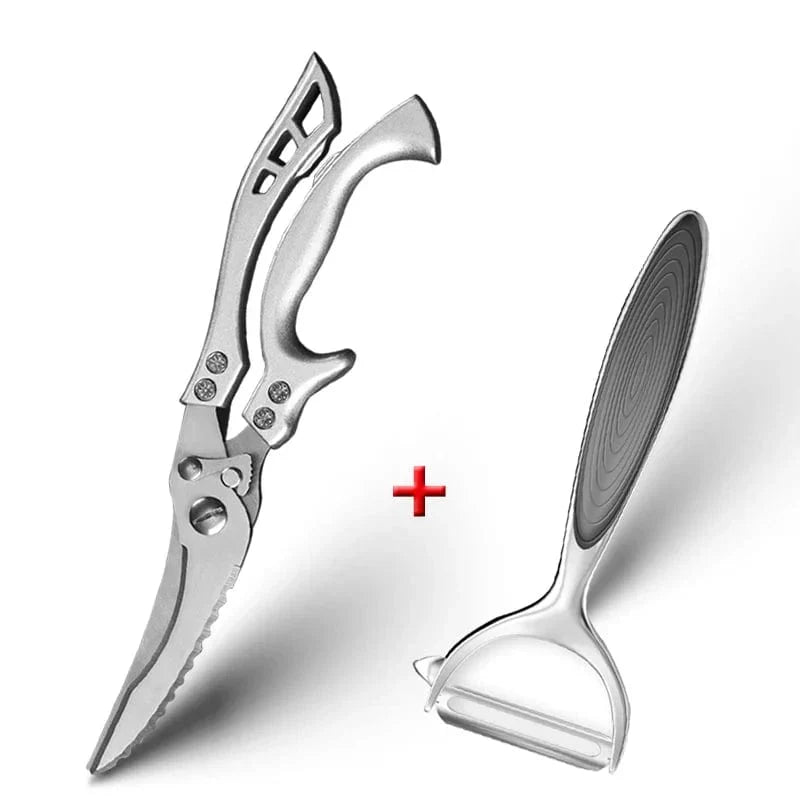 Ciseaux de Cuisine avec Lame en Acier Inoxydable 4Cr - MYVIT sliver with peeler / Ship within 24H