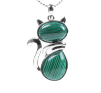 Collier pendentif silhouette de chat en pierre - MonPendentif