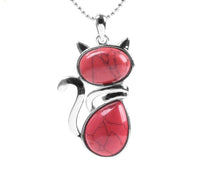 Collier pendentif silhouette de chat en pierre - MonPendentif