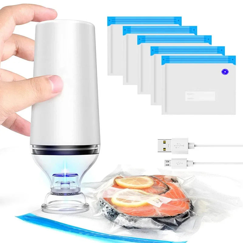 Emballage Sous Vide Rechargeable USB avec Sacs Réutilisables