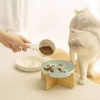 gamelle anti glouton chat céramique et bois