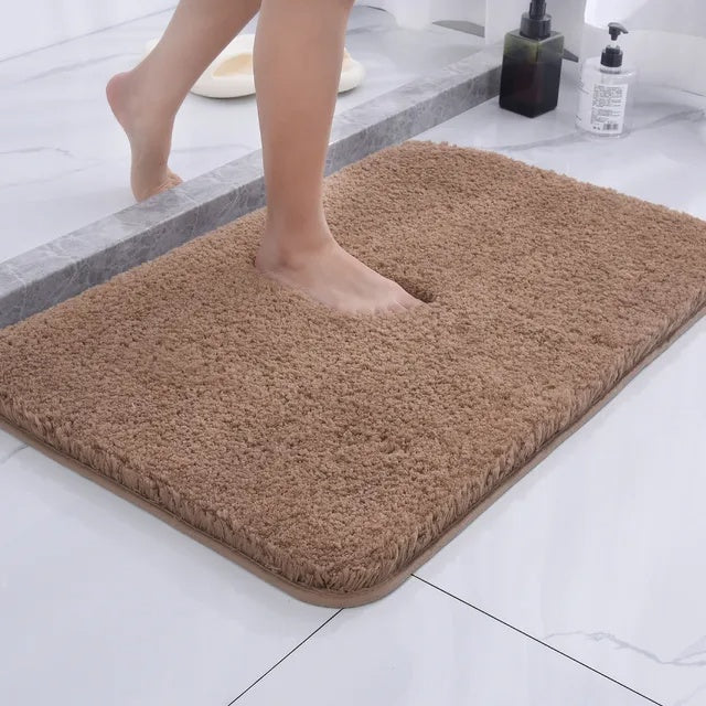 Tapis de Bain Ultra-Doux en Fourrure et Microfibre - Antidérapant et Absorbant