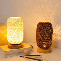 Lampe de chevet Rotin et Bois