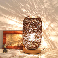 Lampe de chevet Rotin et Bois