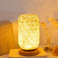 Lampe de chevet Rotin et Bois  LampesDeChevet Blanc cassé  
