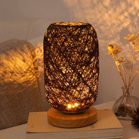 Lampe de chevet Rotin et Bois  LampesDeChevet Marron  