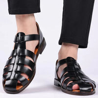 Sandales en Cuir Homme – Confort Premium avec Brides Réglables et Design Respirant