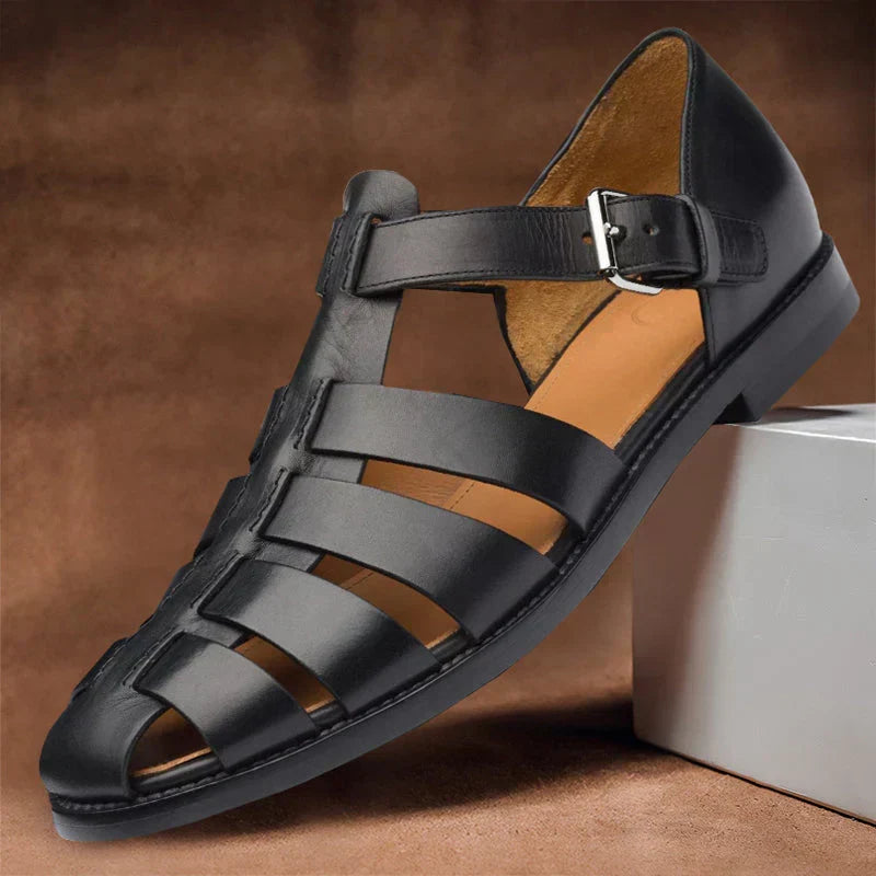 Sandales en Cuir Homme – Confort Premium avec Brides Réglables et Design Respirant