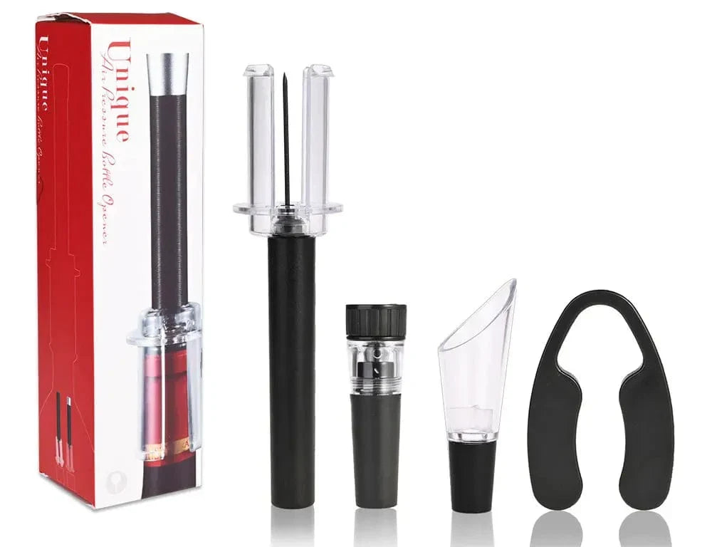 Ouvre-bouteille à vin sous pression air Pompe Vacuum Liège en Acier Inoxydable - Accessoire Cave à Vin 01-opener set