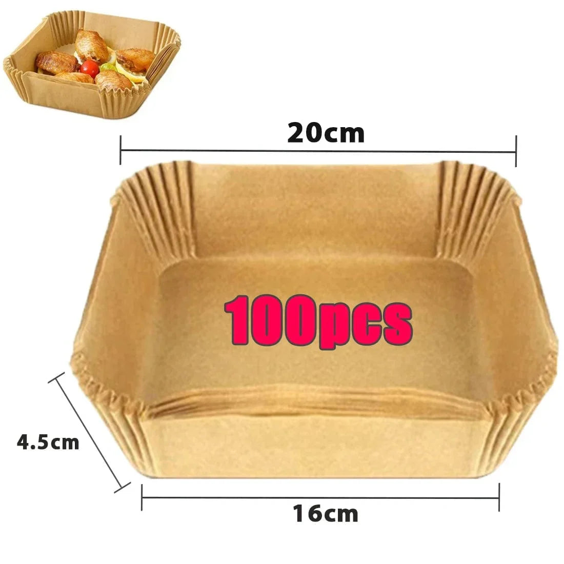 Papiers Cuisson Air Fryer, 100/50 Pièces, 16cm, Ronds, Blancs/Brun : Accessoires Cuisine Ecofriendly Brown 100Pc-16cm Pro