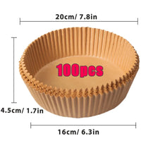 Papiers Cuisson Air Fryer, 100/50 Pièces, 16cm, Ronds, Blancs/Brun : Accessoires Cuisine Ecofriendly Brown 100Pcs-16cm