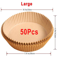 Papiers Cuisson Air Fryer, 100/50 Pièces, 16cm, Ronds, Blancs/Brun : Accessoires Cuisine Ecofriendly Brown 50Pcs-20cm