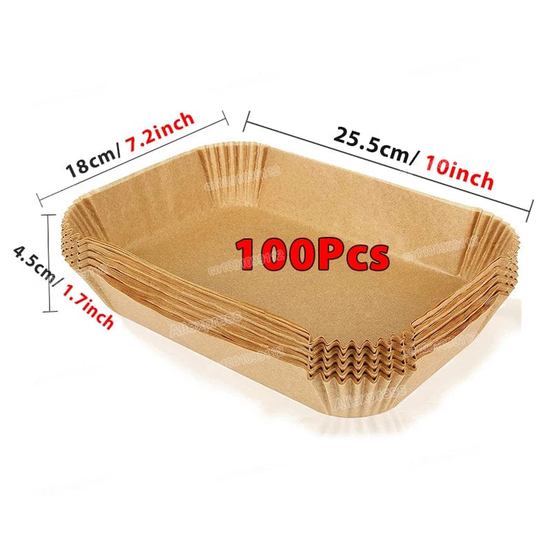 Papiers Cuisson Air Fryer, 100/50 Pièces, 16cm, Ronds, Blancs/Brun : Accessoires Cuisine Ecofriendly Brown-rectangle-100