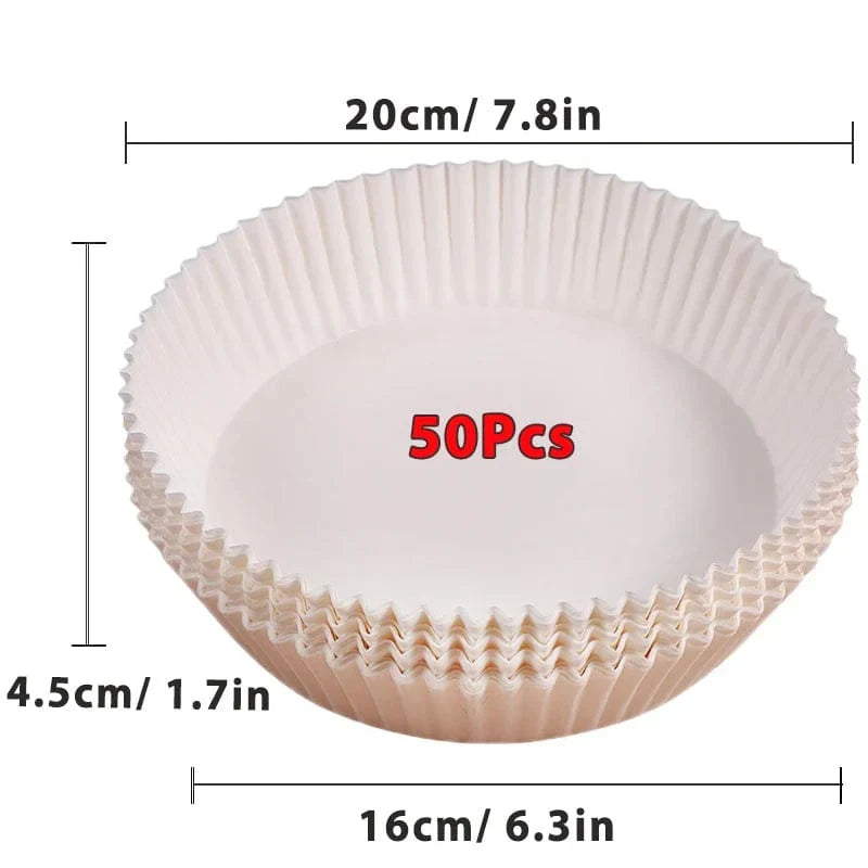 Papiers Cuisson Air Fryer, 100/50 Pièces, 16cm, Ronds, Blancs/Brun : Accessoires Cuisine Ecofriendly White 50Pcs-16cm