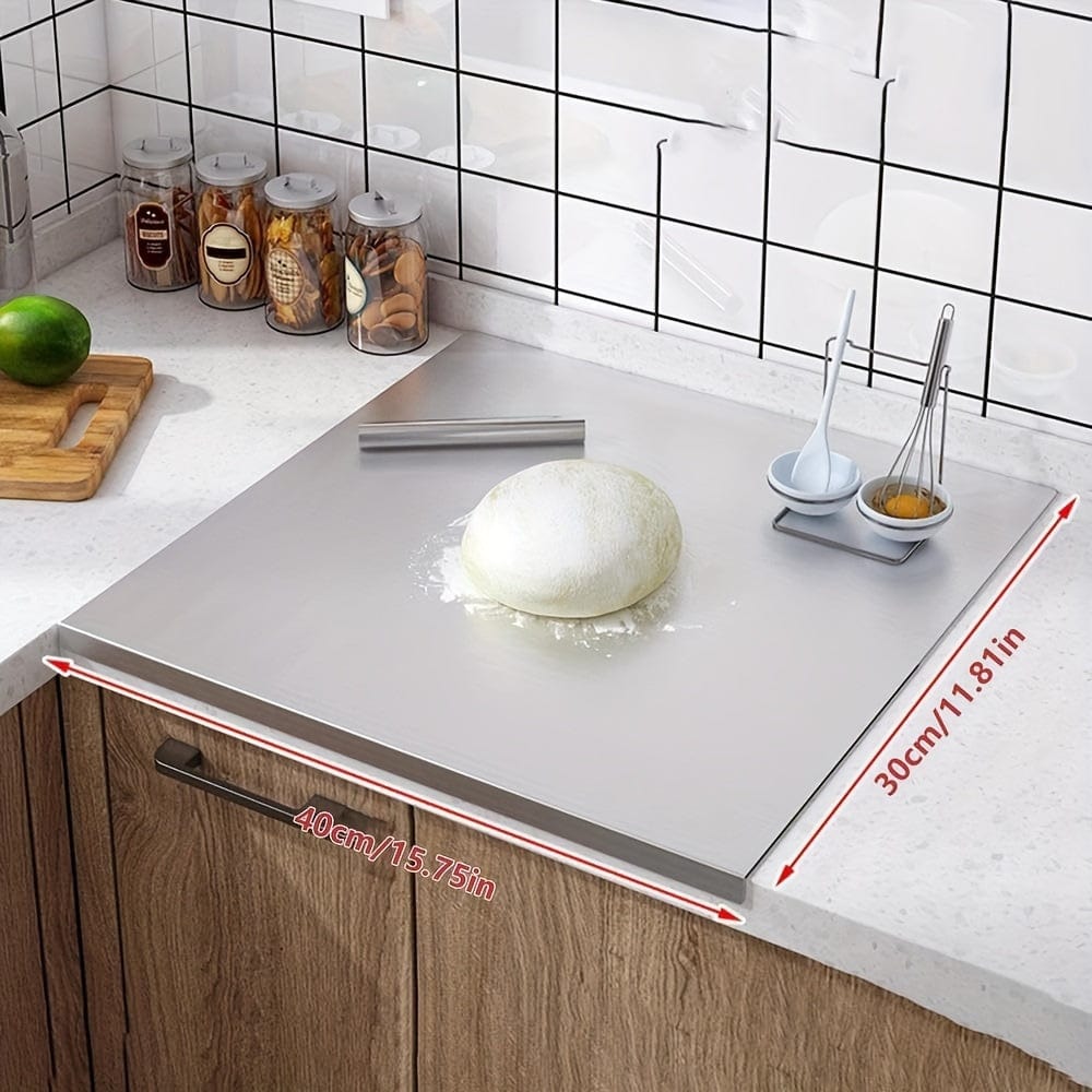 Planche à découper en acier inoxydable pour viande, fruits, légumes - Chirano - Antidérapante, bord de protection - Accessoire cuisine 30×40cm/11.81×15.75in