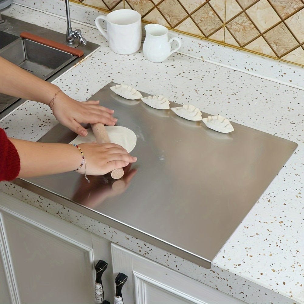 Planche à Découper en Inox - Antidérapante avec Bord de Protection