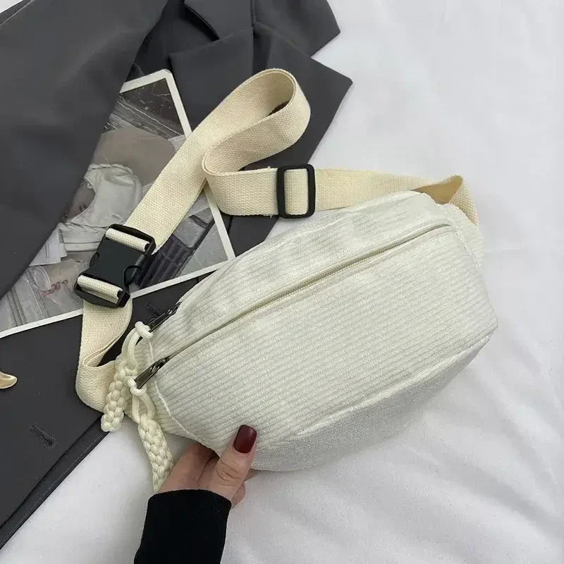 Sac Banane Velours Femme Beige