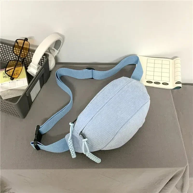 Sac Banane Velours Femme Bleu ciel
