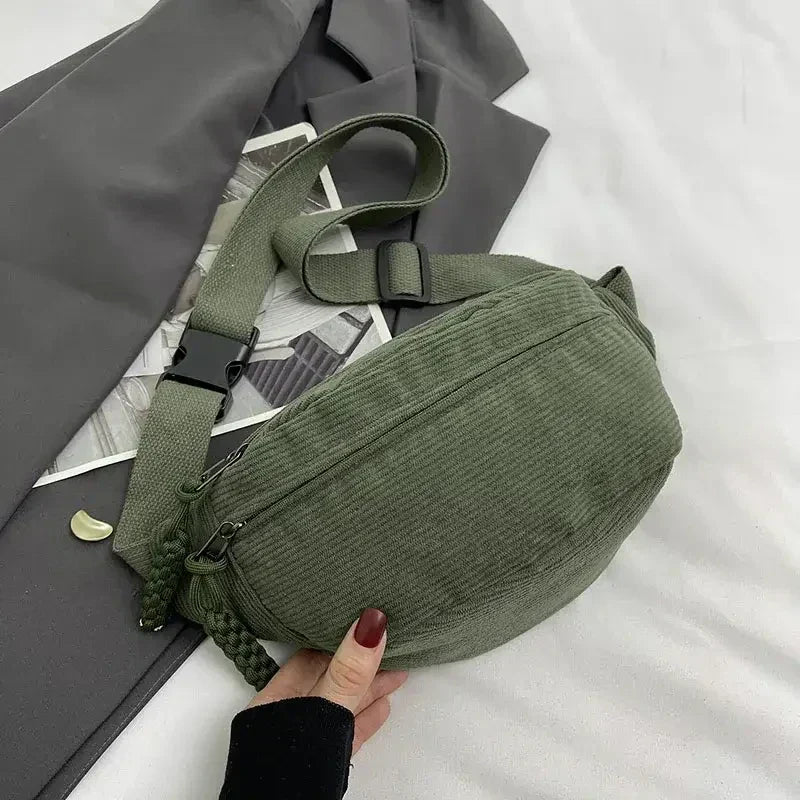 Sac Banane Velours Femme Kaki
