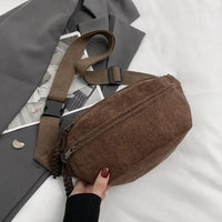 Sac Banane Velours Femme Marron